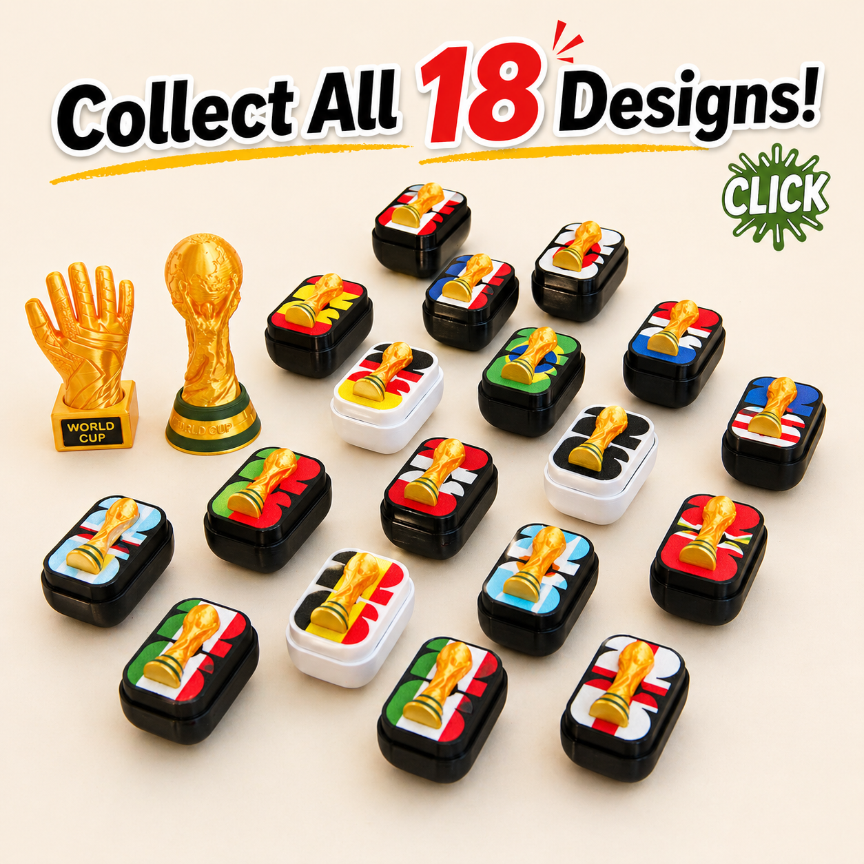 World Cup Clicker Fidget Toy, ASMR Stress Relief Desk Toy, Soccer Fan Collectible Keychain