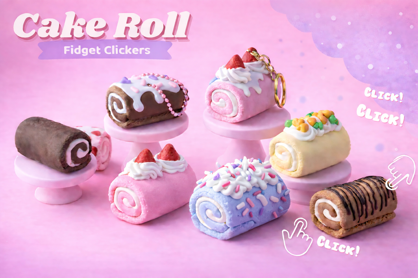 š° Cake Roll Fidget Clickers (each)