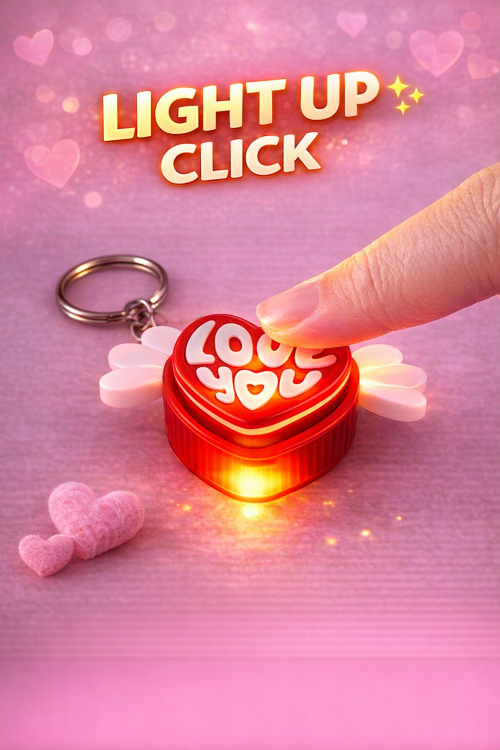 Light Up Heart Clicker Keychain, Stress Relief Fidget Toy, Sensory Accessory