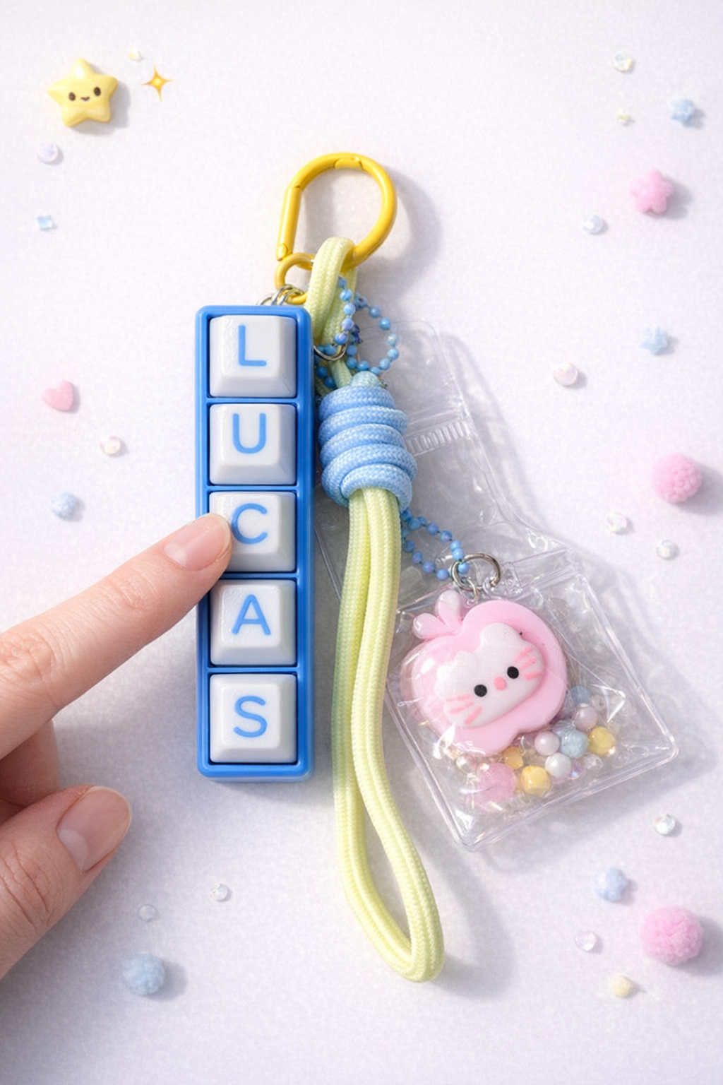Clickable Name Keychain – Custom Fidget Key Tag, Personalized Gift, ASMR Clicker Toy, Kawaii Bag Charm
