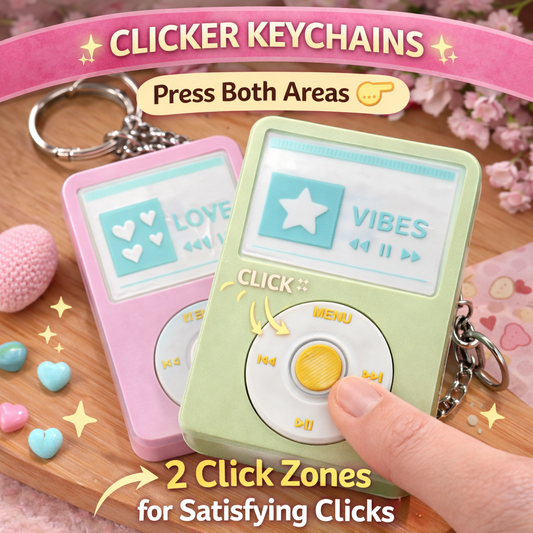 Music Player Clickers Keychain – ASMR Fidget Toy (2 Click Zones)