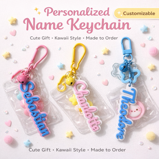 Personalized Keychain Gift, Fidget Click Toy, Name Keychain, Add Squishy