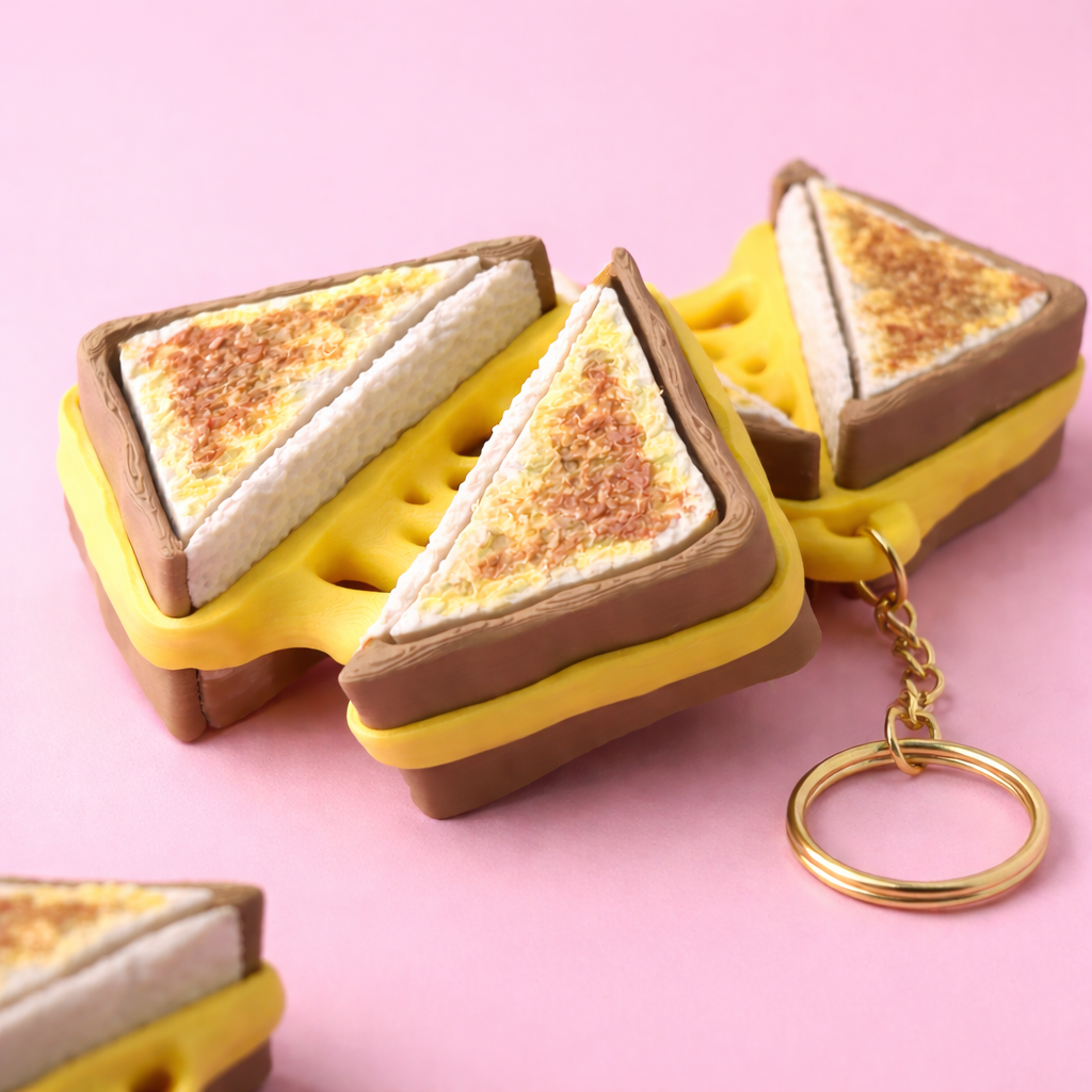 🧀Grilled Cheese Fidget Clicker Keychain